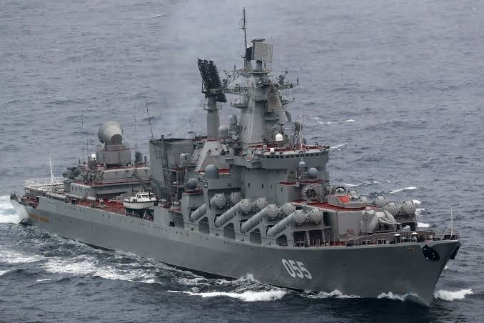 Russian Cruiser Marshall Ustinov Conducts Drills with PLA and South African Navies
