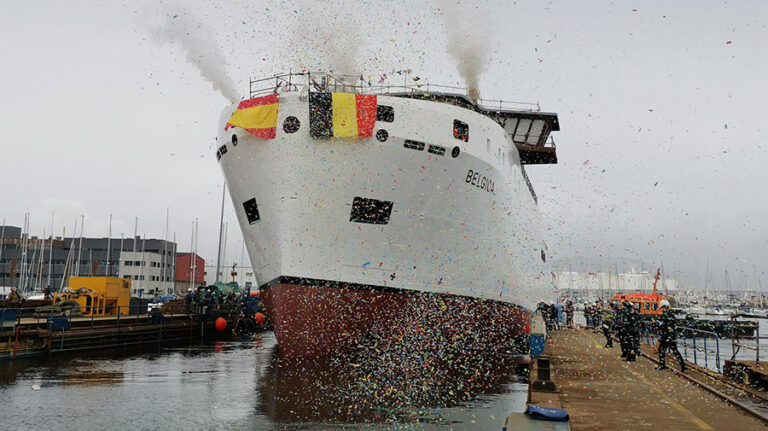 Freire shipyard launches new oceanographic vessel “Belgica” of Belgian Navy