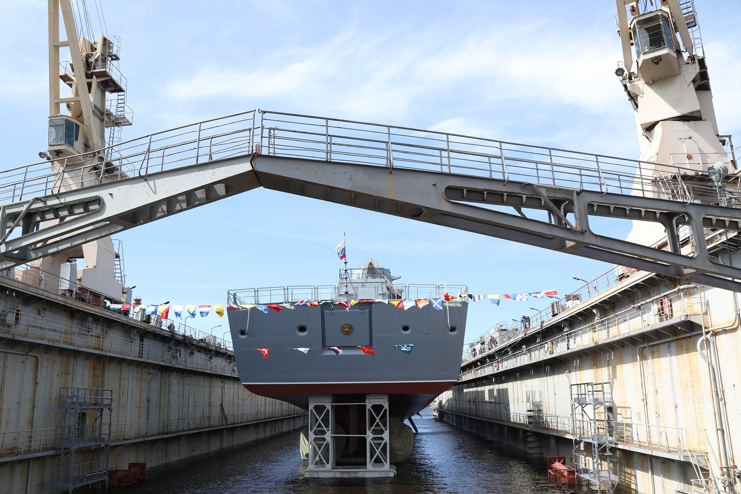 Severnaya Verf shipyard launches Project 22350 class frigate Admiral Golovko