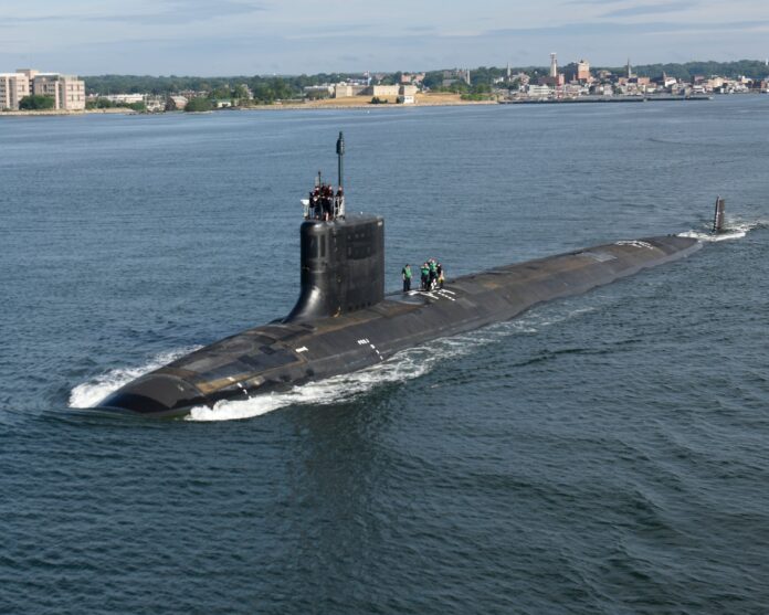 The future Virginia-class attack submarine USS Illinois (SSN 786) conducts sea trials on Aug. 1, 2016. Photo General Dynamics Electric Boat