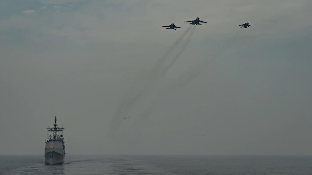 theodore roosevelt carrier strike group conducts joint force maritime exercise with india