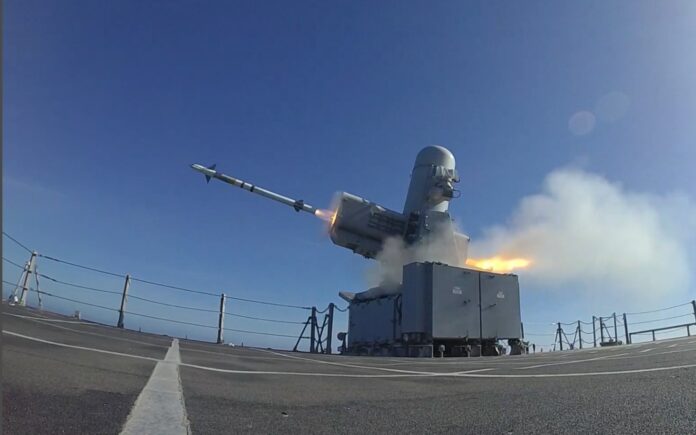 USS Charleston conducts Rolling Airframe Missile (RAM) shoot during a live-fire exercise
