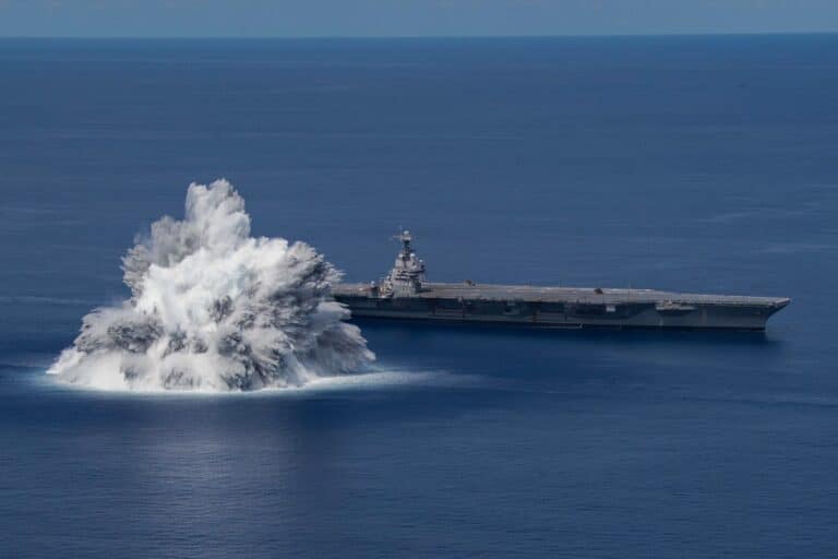 USS Gerald R. Ford (CVN 78) Completes First Full Ship Shock Trial Event