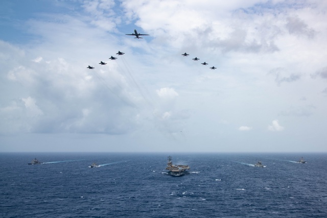 uss ronald reagan (cvn 76) and carrier strike group 5 conducted joint maritime training with the indian navy and air force, helping promote a free and open indo-pacific. 