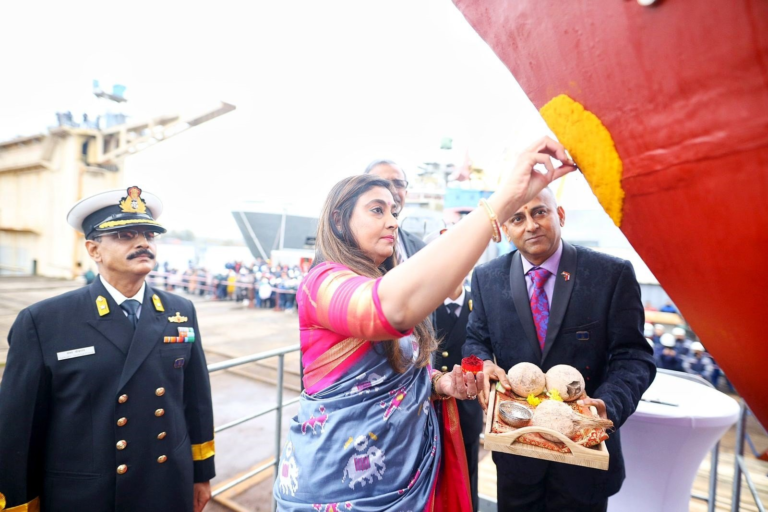 The launch ceremony of INS Tushil