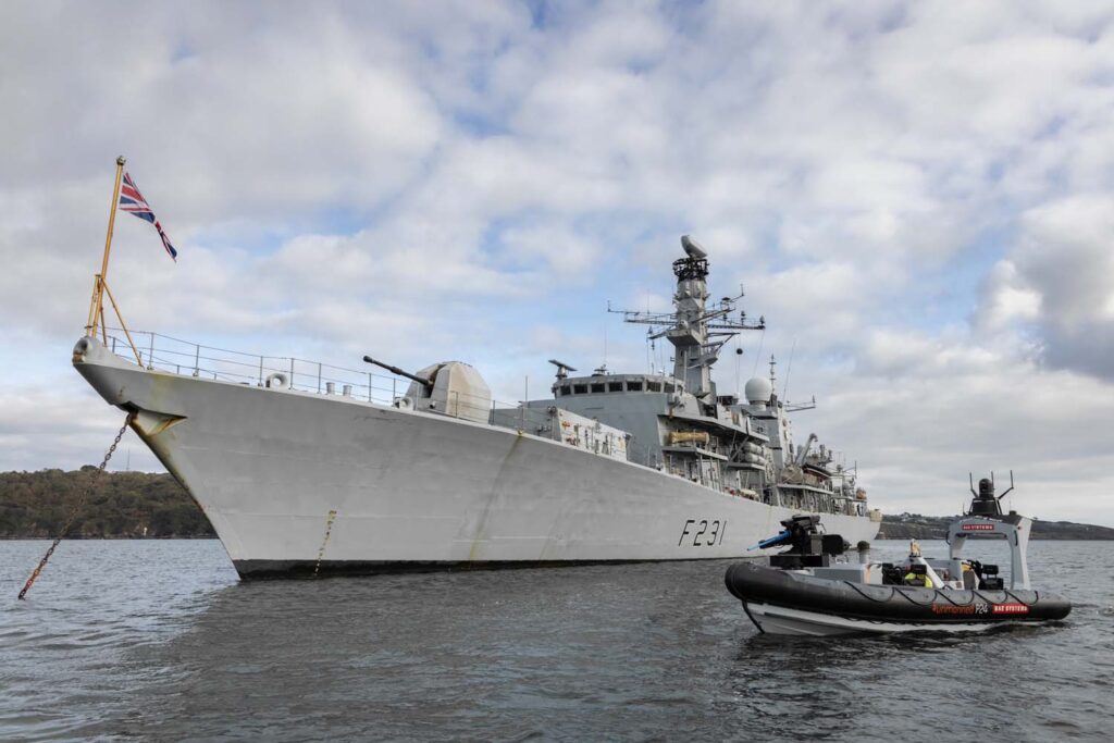 HMS Argyll took part in trials with an autonomous Pac24 boat (Source: Royal Navy)